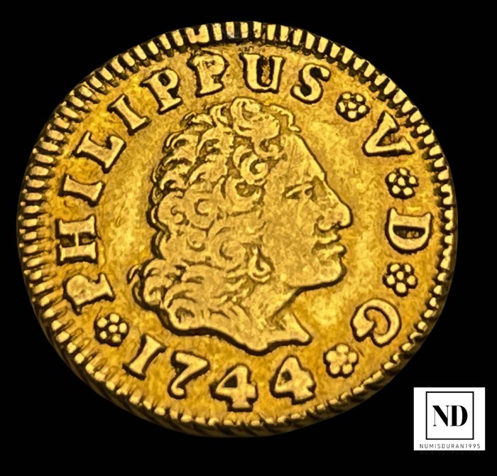 Spanien. Felipe V (1700-1746). 1/2 Escudo 1744 - Madrid