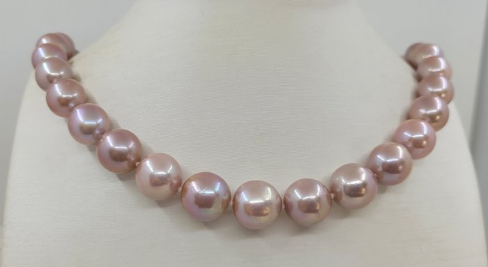 Ingen mindstepris - Halskæde Stor størrelse - 11x13,5 mm Pink Edison Pearls