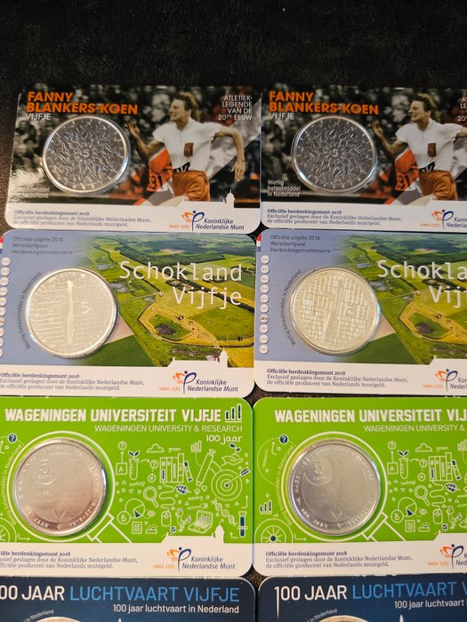 Holland. 5 Euro 2018/2019 (12 stuks)  (Ingen mindstepris)