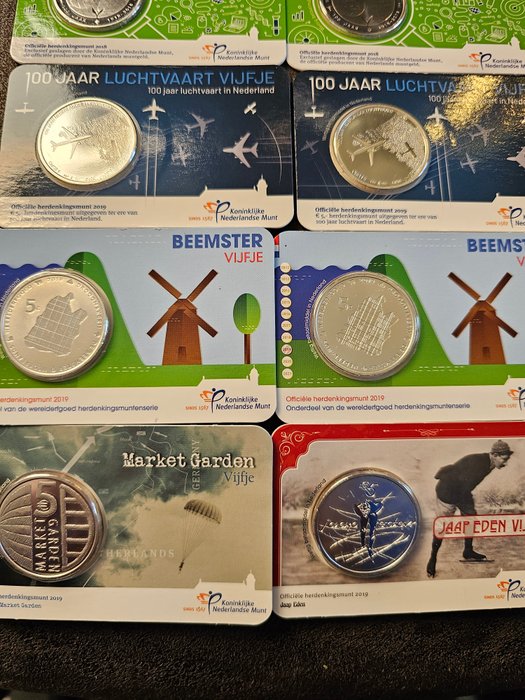 Holland. 5 Euro 2018/2019 (12 stuks)  (Ingen mindstepris)