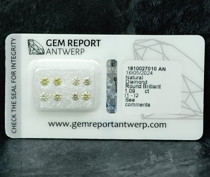 8 pcs Diamant  (Natur)  - 109 ct - I1 I2 - Gem Report Antwerp (GRA)