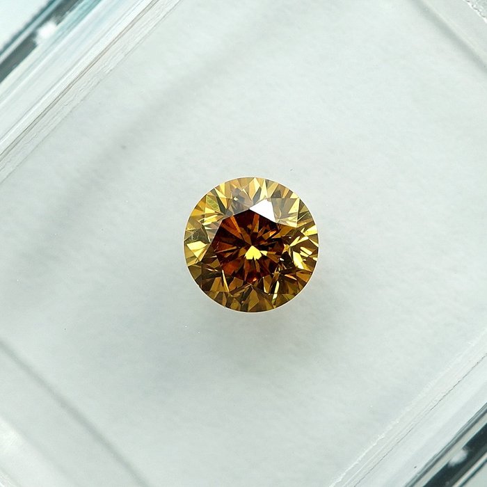 1 pcs Diamant  (Naturfarvet)  - 0.39 ct - Fancy intense Orange nuance Gul - SI2 - International Gemological Institute (IGI)