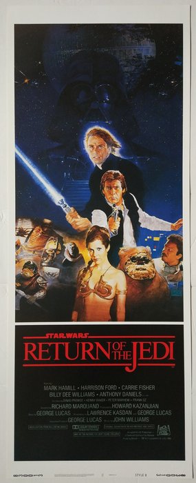 Kazuhiko Sano - Star Wars Episode VI: Return of the Jedi - RARE !! 1983 US Theatre Release Insert bootleg Poster (830013) - Style B - Rolled MINT - No reserve