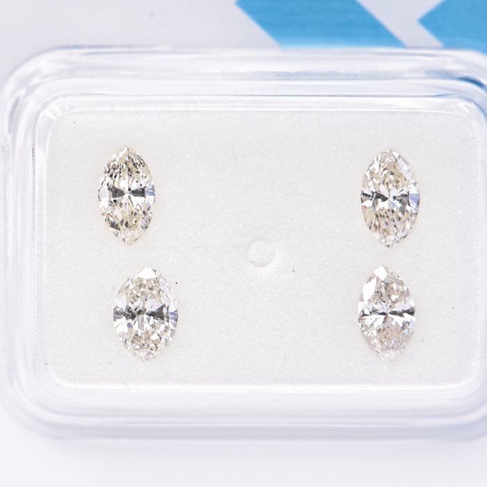 Ingen mindstepris - 4 pcs Diamant  (Natur)  - 0.88 ct - Marquise - H, I - I1 - International Gemological Institute (IGI)