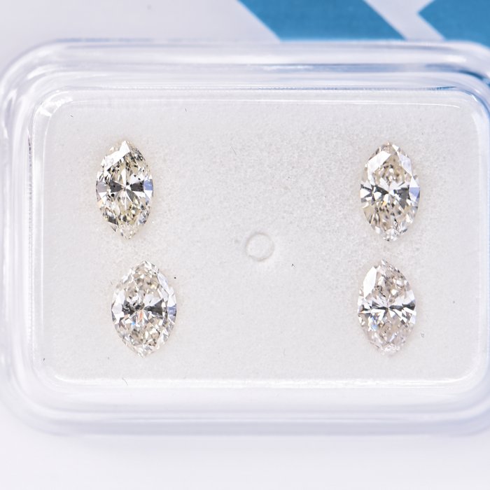 Ingen mindstepris - 4 pcs Diamant  (Natur)  - 0.88 ct - Marquise - H, I - I1 - International Gemological Institute (IGI)