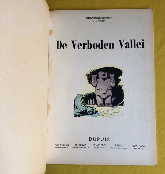 De Blauwe Sperwer 5 - De verboden vallei - 1 Album - Første udgave - 1954