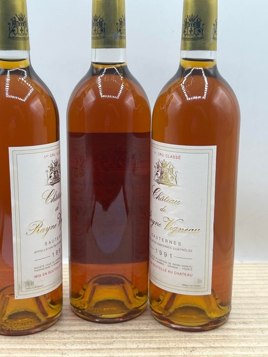 1991 Château de Rayne Vigneau - Sauternes 1er Grand Cru Classé - 3 Flasker (0,75 L)