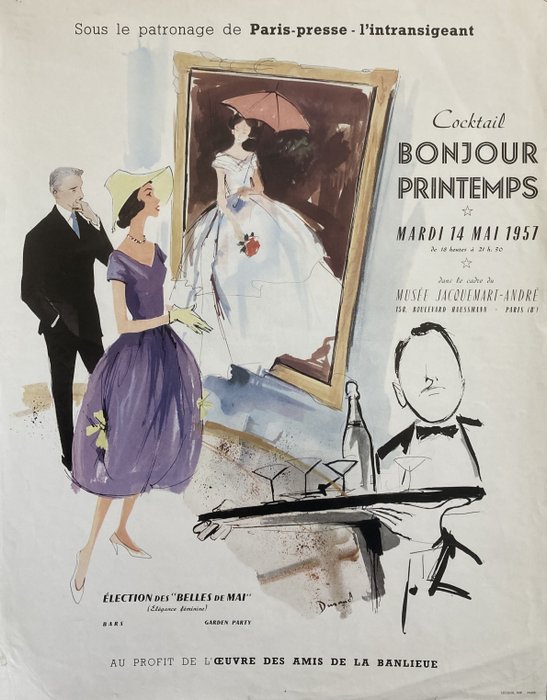 Paul Durand - Affiche originale – Cocktail Bonjour Printemps - 1950‹erne