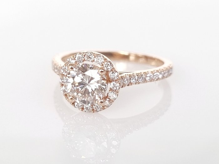 Cocktailring - 14 karat Rosaguld -  1.44ct. tw. Diamant (Natur)