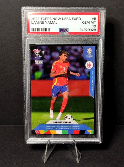 2024 Topps Now UEFA Euro Lamine Yamal #5 National Debut PSA 10 Graded card