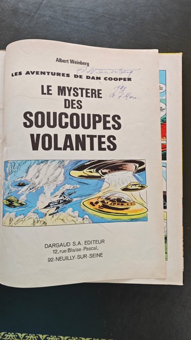 Dan Cooper T13 - Le Mystère des Soucoupes Volantes + dédicace - C - 1 Album - Første udgave - 1969