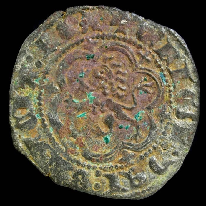 Kongeriget Castile. Enrique III. Blanca Ceca de Toledo y Ceca de Burgos (lóbulo incompleto bajo castillo). Lote de 2 monedas  (Ingen mindstepris)