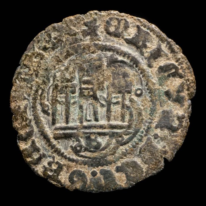 Kongeriget Castile. Enrique III. Blanca Ceca de Toledo y Ceca de Burgos (lóbulo incompleto bajo castillo). Lote de 2 monedas  (Ingen mindstepris)