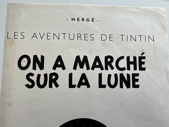 Tintin «On a Marché sur la Lune » - Essai probable d imprimerie page de titre Album - très rare tirage noir et blanc et verso blanc sur - 1 Comic - Første udgave