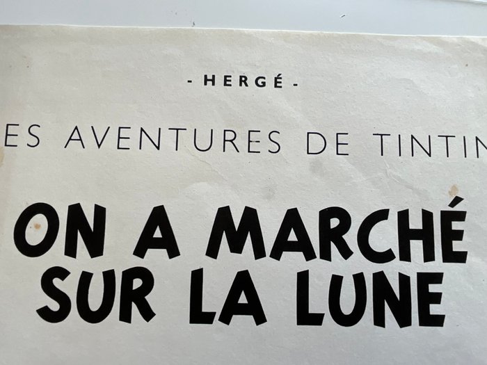 Tintin «On a Marché sur la Lune » - Essai probable d imprimerie page de titre Album - très rare tirage noir et blanc et verso blanc sur - 1 Comic - Første udgave