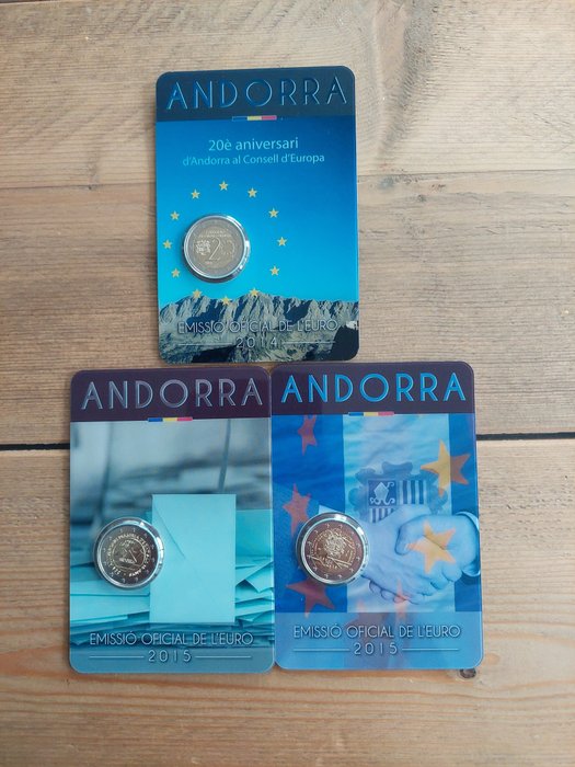 Andorra 2 Euro 2014/2015 (3 coincards)  (Ingen mindstepris)