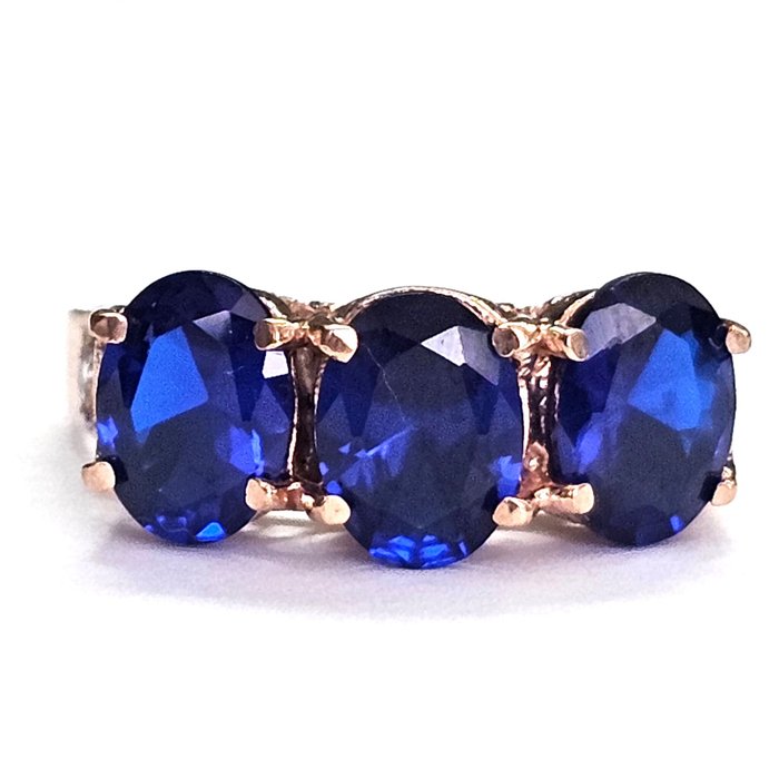 Ingen mindstepris - Ring - 9 kt. Rosaguld, Sølv -  3.20ct. tw. Safir - Diamant