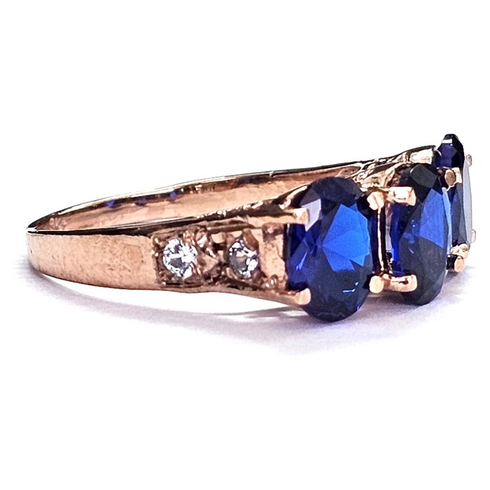 Ingen mindstepris - Ring - 9 kt. Rosaguld, Sølv -  3.20ct. tw. Safir - Diamant