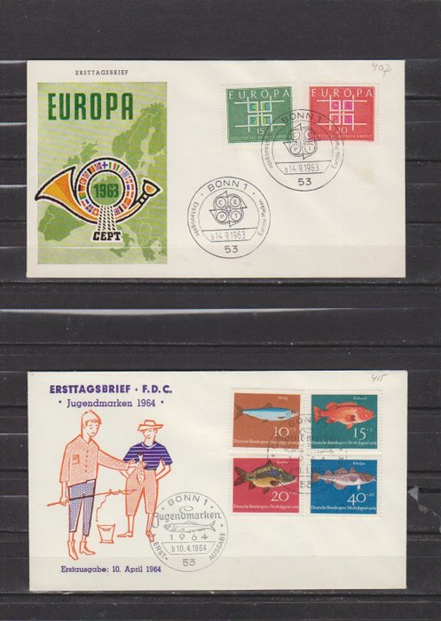 Tyskland, Forbundsrepublikken 1963/1978 - Tyskland FDC Michel 406/999 uden skrift + løb. - Duitsland FDC Michel 406/999 onbeschreven + gelopen.