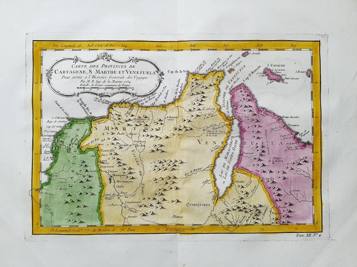 America - Sydamerika / Caracas / Colombia / Sydamerika / Cartagena; La Haye, P. de Hondt / J.N. Bellin / A.F. Prevost - Carte des Provinces de Cartagene, S. Marthe et Venezuela - 1721-1750