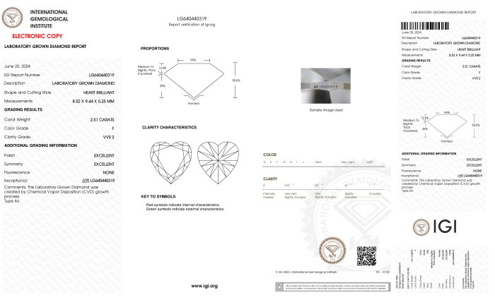 Ingen mindstepris - Ring - 18 kraat Hvidguld -  2.51ct. tw. Diamant (Laboratoriedyrket) - Hjerte F-VVS2