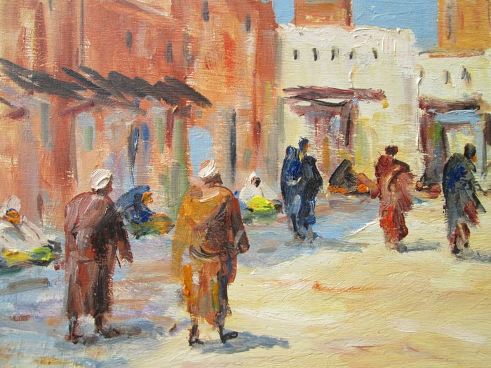 Retaux Bruno (1947) - Rue animée à Marrakech  Maroc