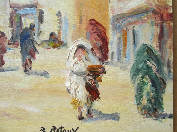 Retaux Bruno (1947) - Rue animée à Marrakech  Maroc