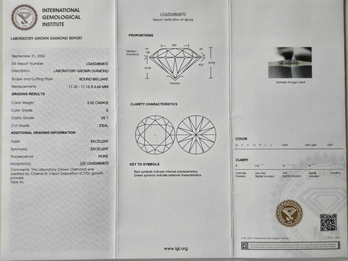 Ring Platin -  7.50ct. tw. Diamant (Laboratoriedyrket) - Diamant