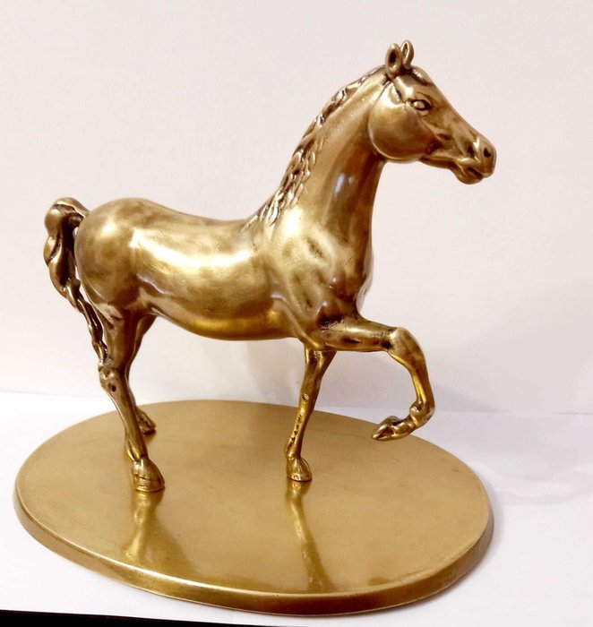 Figur - Cavallo curioso vintage - Lakeret messing