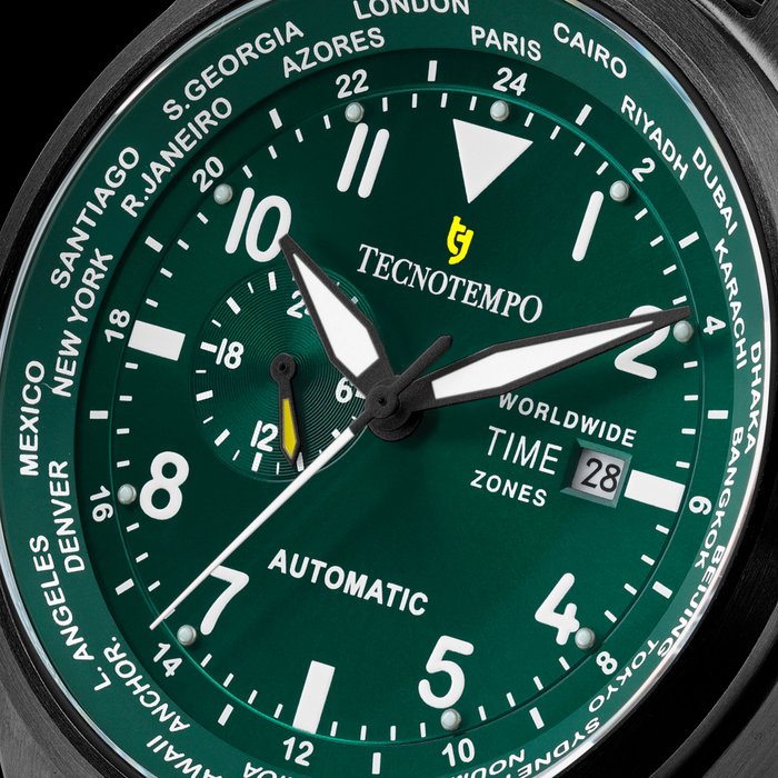 Tecnotempo - World Time Zone - Automatic - Limited Edition - - TT.300.WLKGR (Black/Green) - Mænd - 2011-nu