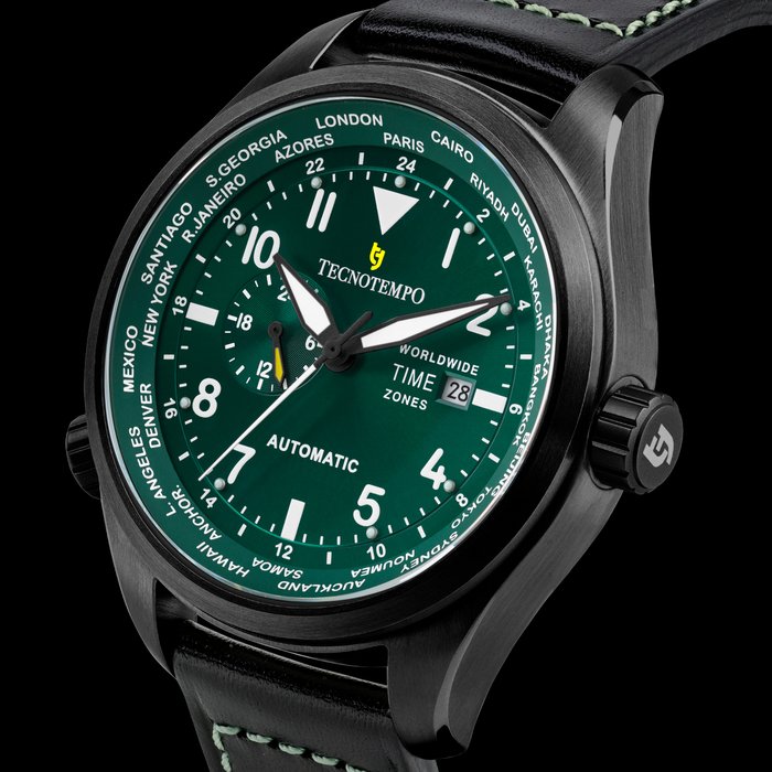 Tecnotempo - World Time Zone - Automatic - Limited Edition - - TT.300.WLKGR (Black/Green) - Mænd - 2011-nu