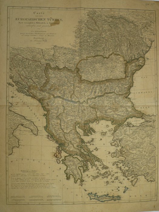 Europa - Grækenland / Bulgarien / Makedonien / Albanien; J Walch - Carte von der Europaeischen Türkey () - 1821-1850