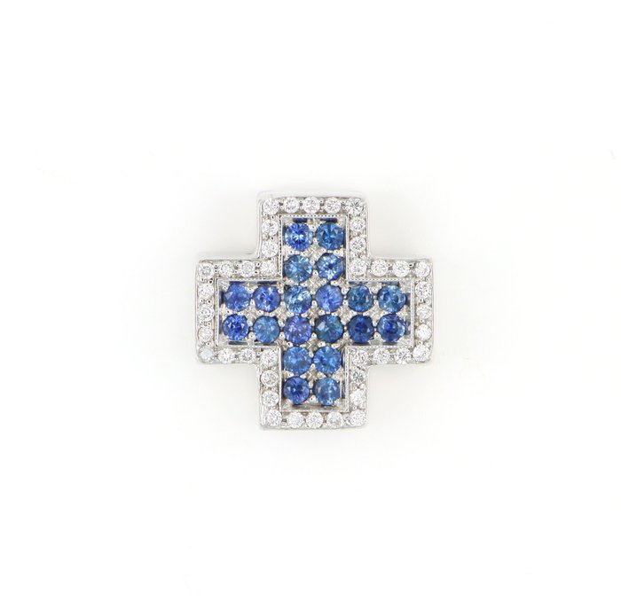 Ingen mindstepris - Vedhæng - 18 kraat Hvidguld -  1.00ct. tw. Safir - Diamant