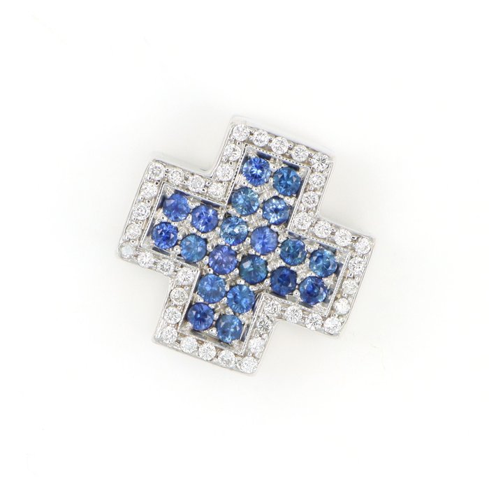 Ingen mindstepris - Vedhæng - 18 kraat Hvidguld -  1.00ct. tw. Safir - Diamant