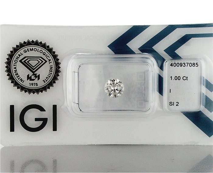 1 pcs Diamant  (Natur)  - 1.00 ct - Rund - I - SI2 - International Gemological Institute (IGI) - L210604