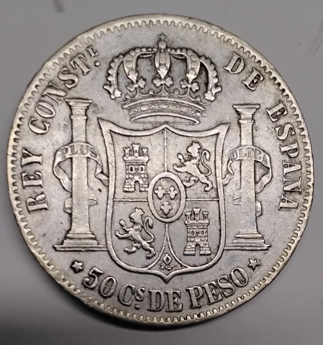 Spanien. Alfonso XII (1874-1885). 50 Centavos de Peso 1885 para Manila  (Ingen mindstepris)