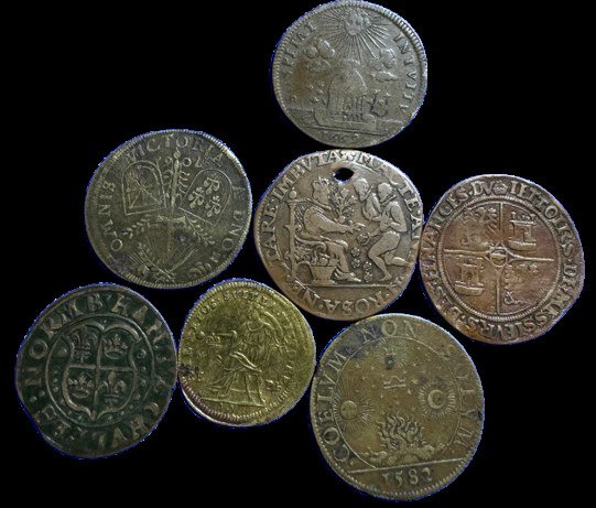 Europa. Lot 7 tokens 1550/1680. . Some of them are rare and hard to find  (Ingen mindstepris)