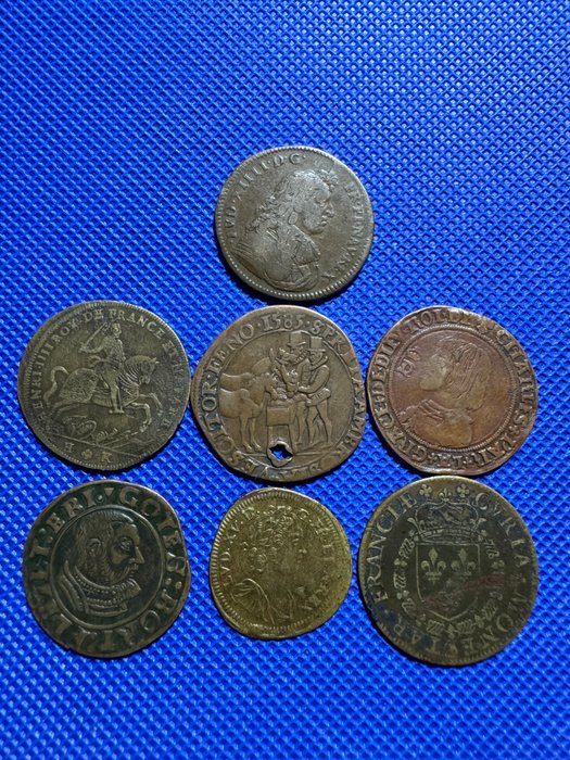 Europa. Lot 7 tokens 1550/1680. . Some of them are rare and hard to find  (Ingen mindstepris)