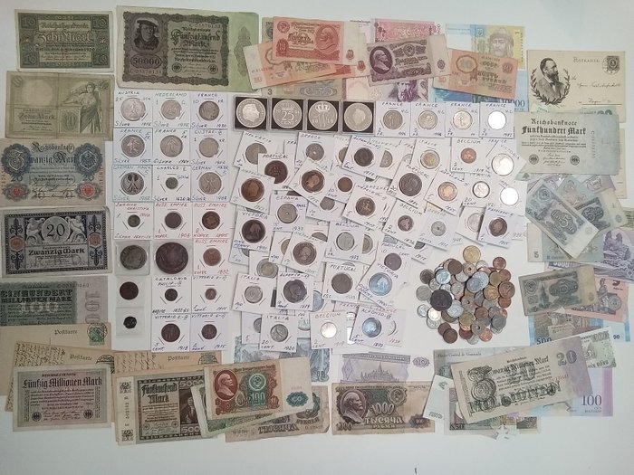 Verden. Collection of coins and banknotes from different countries 1620 - 1960s  (Ingen mindstepris)