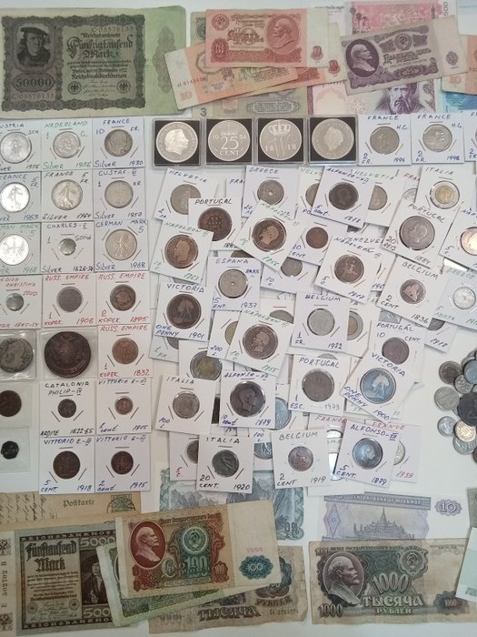 Verden. Collection of coins and banknotes from different countries 1620 - 1960s  (Ingen mindstepris)