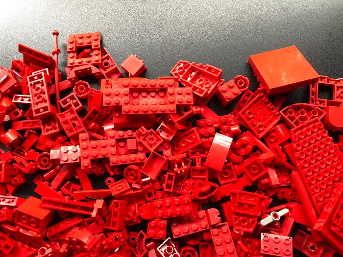 Lego - Geen serie - LEGO Partij van 1000 gram diverse rode bouwstenen en onderdelen