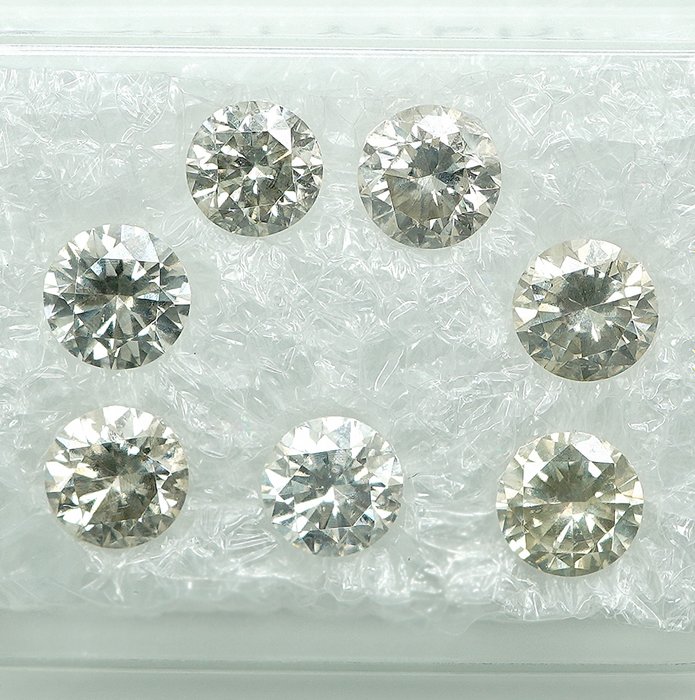 7 pcs Diamant  (Natur)  - 1.27 ct - SI1, VS1 - Gem Report Antwerp (GRA)