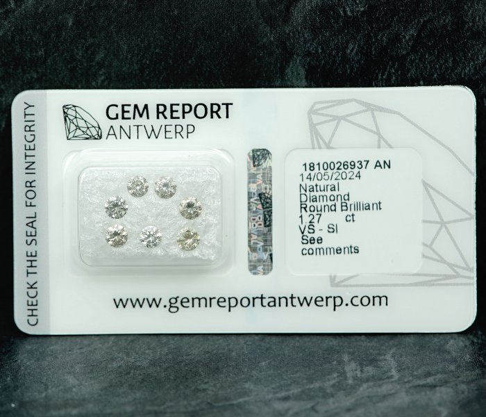 7 pcs Diamant  (Natur)  - 1.27 ct - SI1, VS1 - Gem Report Antwerp (GRA)