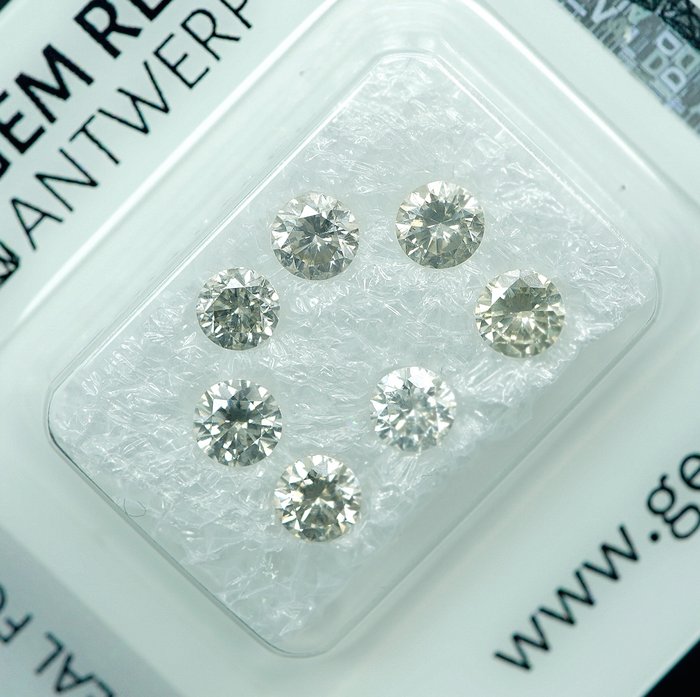 7 pcs Diamant  (Natur)  - 1.27 ct - SI1, VS1 - Gem Report Antwerp (GRA)