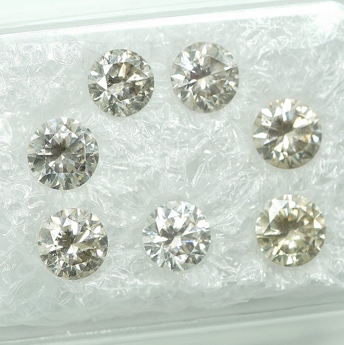 7 pcs Diamant  (Natur)  - 1.27 ct - SI1, VS1 - Gem Report Antwerp (GRA)