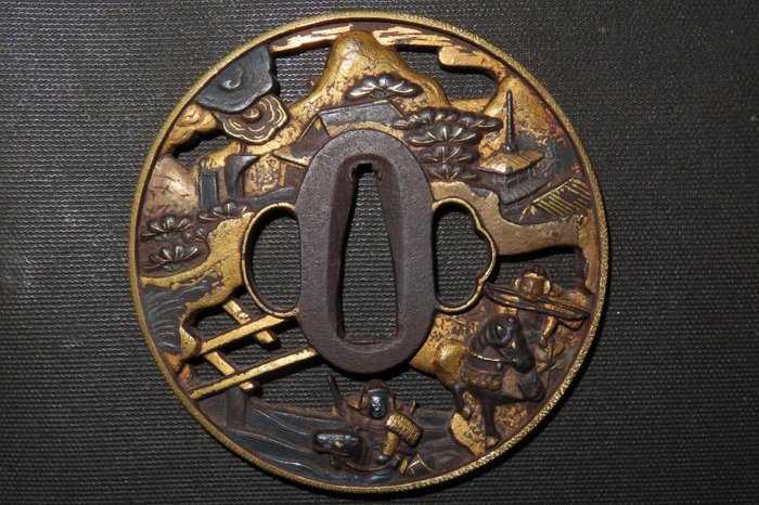 Katana - Smedet jern - Daito Ujigawa War Tsuba w/Gold Fukurin : Mogarashi Soten : C4-86 - Japan - Edo-perioden (1600-1868)