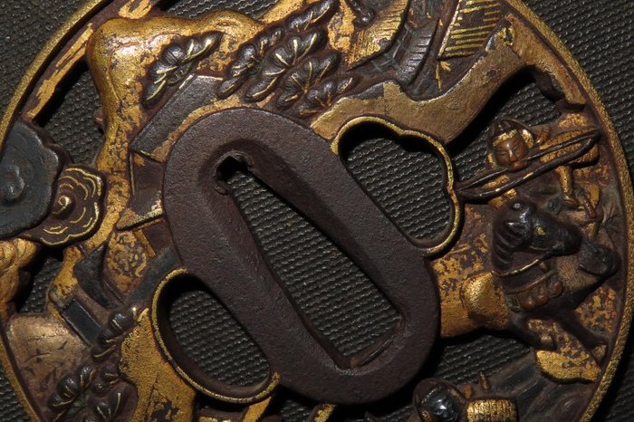 Katana - Smedet jern - Daito Ujigawa War Tsuba w/Gold Fukurin : Mogarashi Soten : C4-86 - Japan - Edo-perioden (1600-1868)