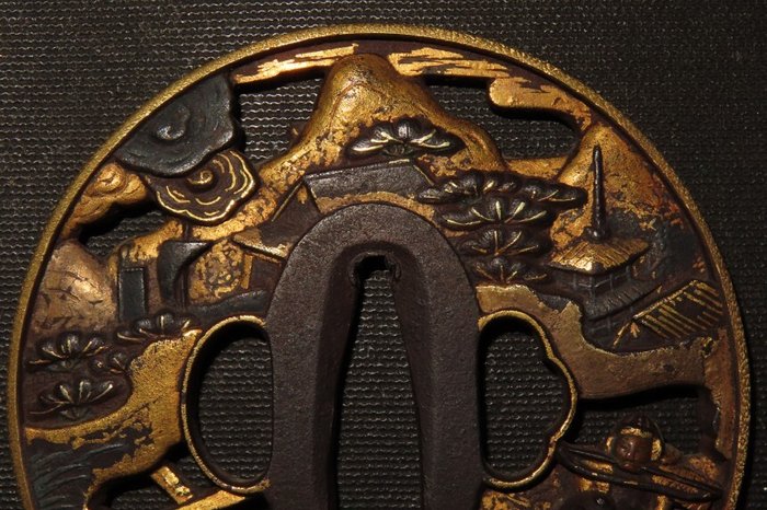 Katana - Smedet jern - Daito Ujigawa War Tsuba w/Gold Fukurin : Mogarashi Soten : C4-86 - Japan - Edo-perioden (1600-1868)