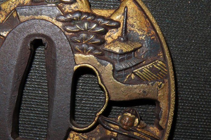 Katana - Smedet jern - Daito Ujigawa War Tsuba w/Gold Fukurin : Mogarashi Soten : C4-86 - Japan - Edo-perioden (1600-1868)