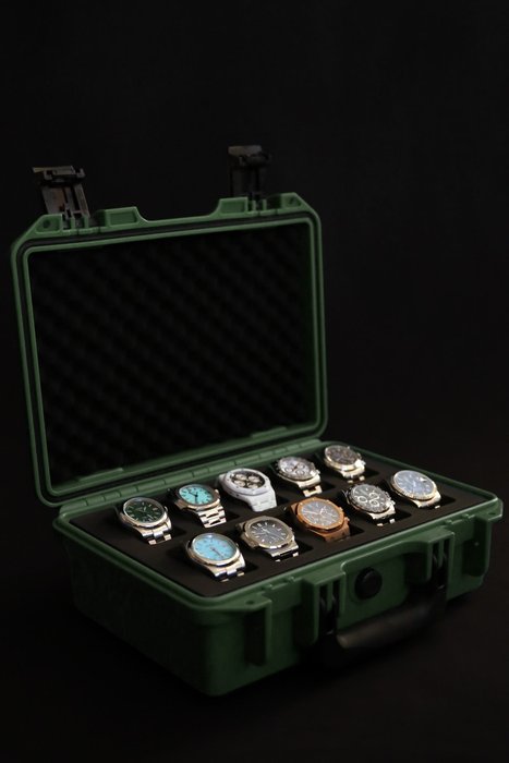 Indestructible Watch Suitcase for 10 Watches - Military Green - Original Elbrus Horology Timepiece